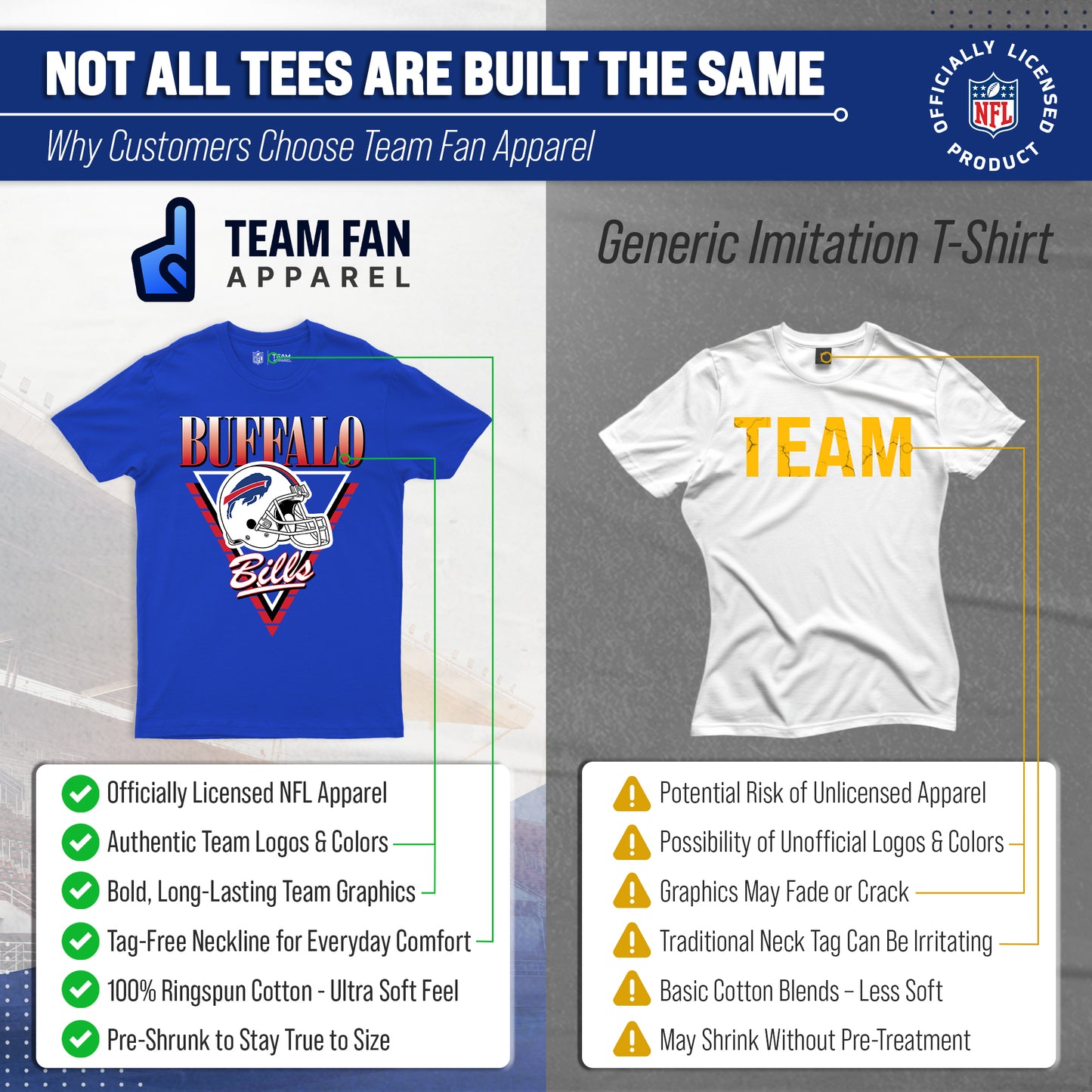 Buffalo Bills NFL Adult Retro Triangle Unisex T-Shirt - Royal
