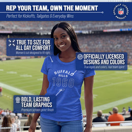 Buffalo Bills NFL Womens Big Date Tag-Less T-Shirt - Royal Heather