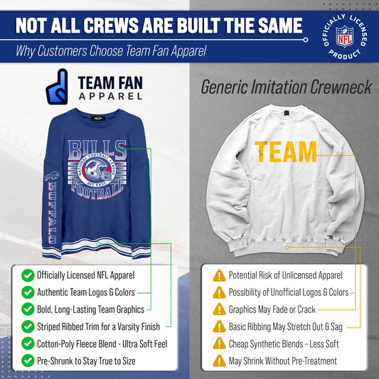 Buffalo Bills  NFL Franchise Striped Rib Oversized Crewneck Men - Royal