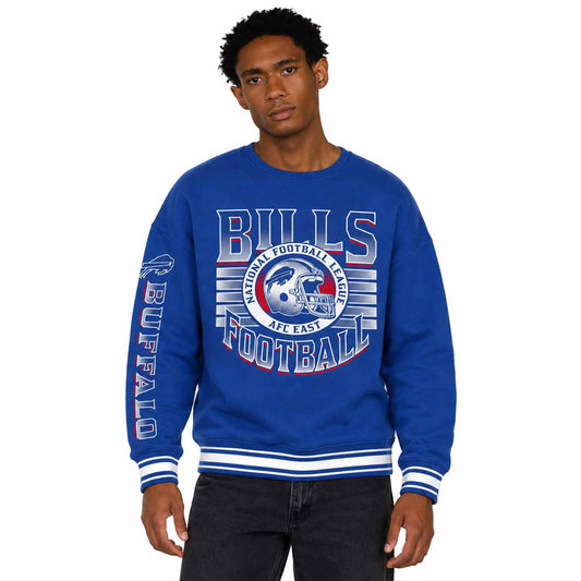 Buffalo Bills  NFL Franchise Striped Rib Oversized Crewneck Men - Royal