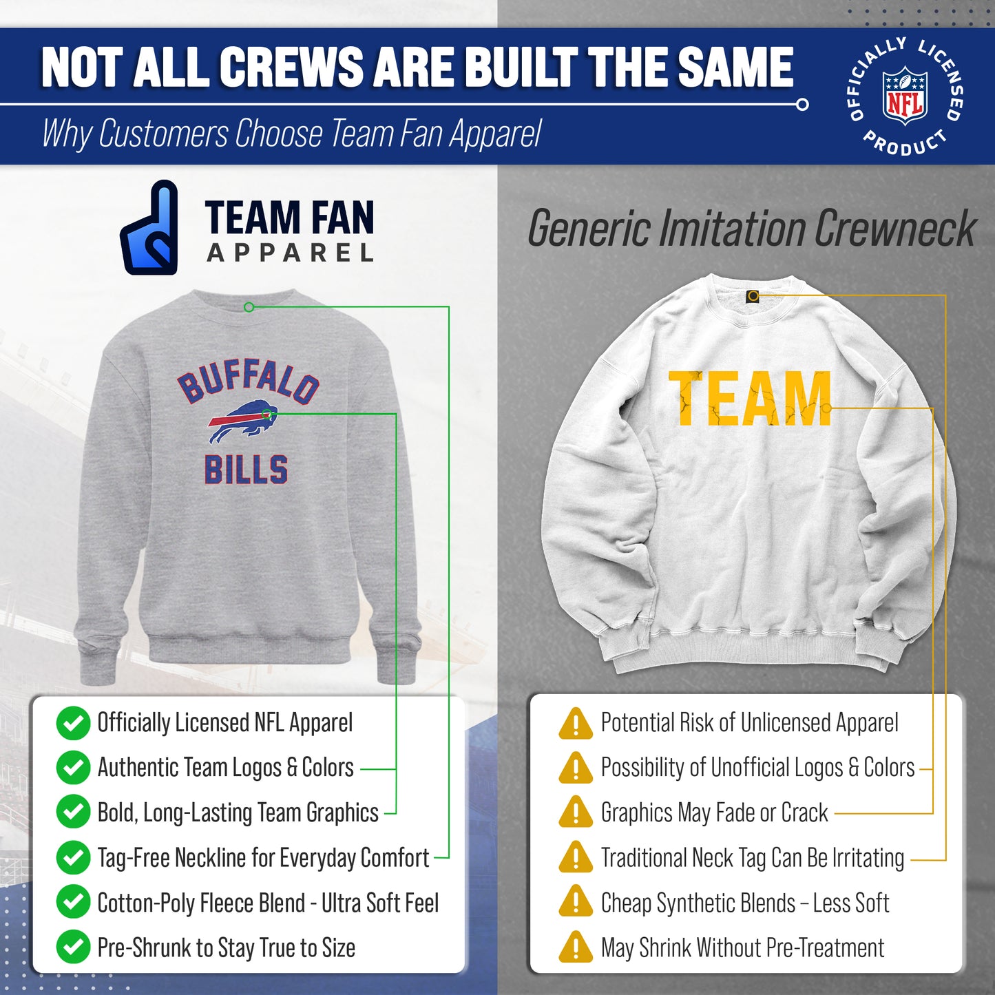 Buffalo Bills NFL Adult Gameday Football Crewneck Sweatshirt - Sport Gray