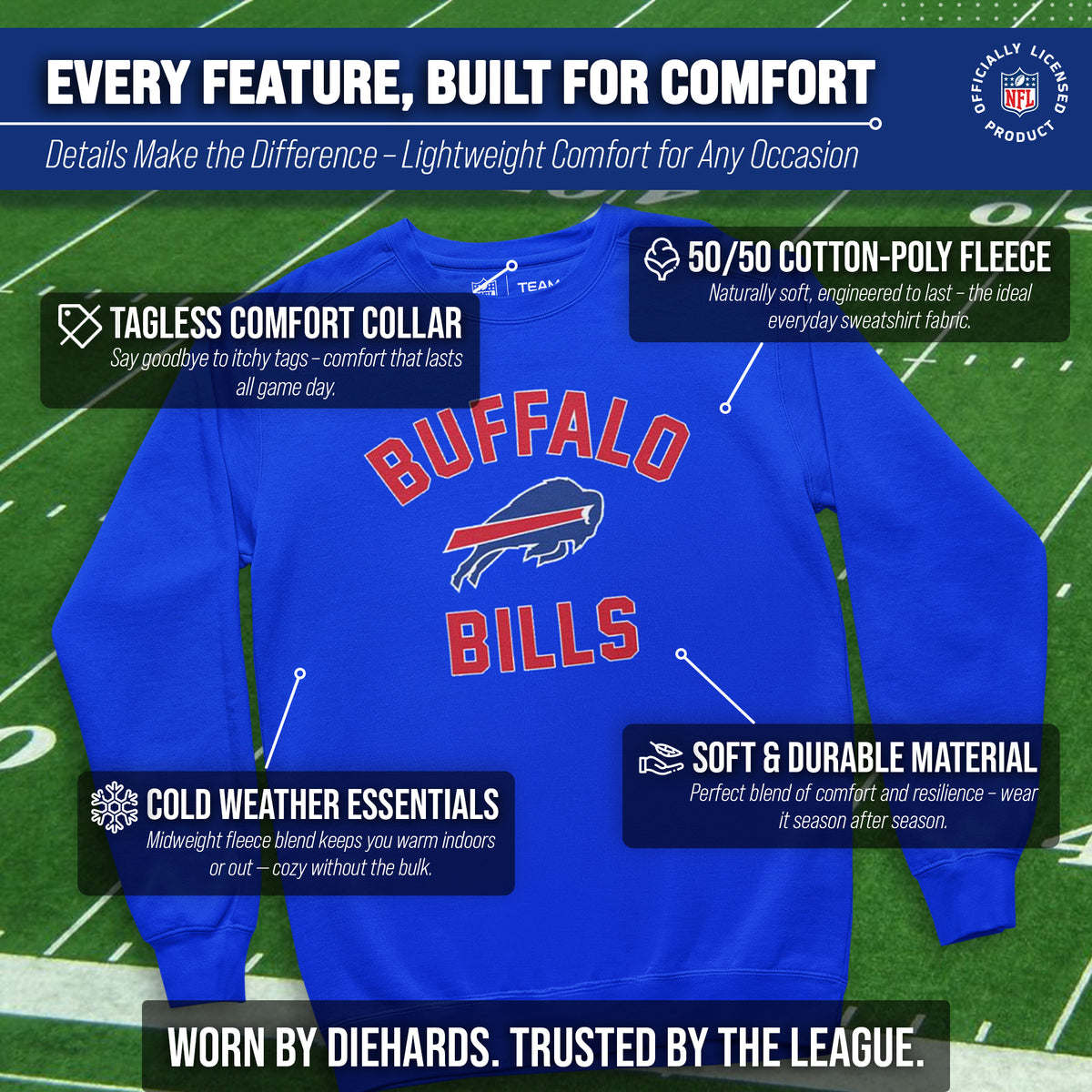 Buffalo Bills NFL Crewneck Sweatshirt - Royal