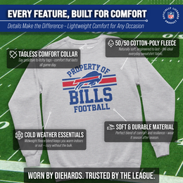 Buffalo Bills NFL Adult Property Of Crewneck Fleece Sweatshirt - Sport Gray