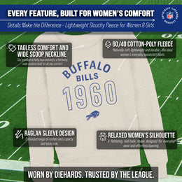 Buffalo Bills NFL Womens Big Date French Terry Slouchy Top - Natural
