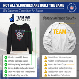 Buffalo Bills NFL Womens Retro Triangle French Terry Slouchy Top- Raglan Sleeves - Heather Charcoal