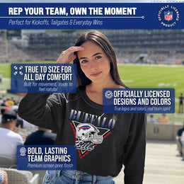 Buffalo Bills NFL Womens Retro Triangle French Terry Slouchy Top- Raglan Sleeves - Heather Charcoal