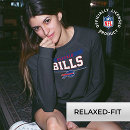 Buffalo Bills NFL Womens Team Block French Terry Slouchy Top - Charcoal