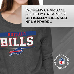 Buffalo Bills NFL Womens Team Block French Terry Slouchy Top - Charcoal