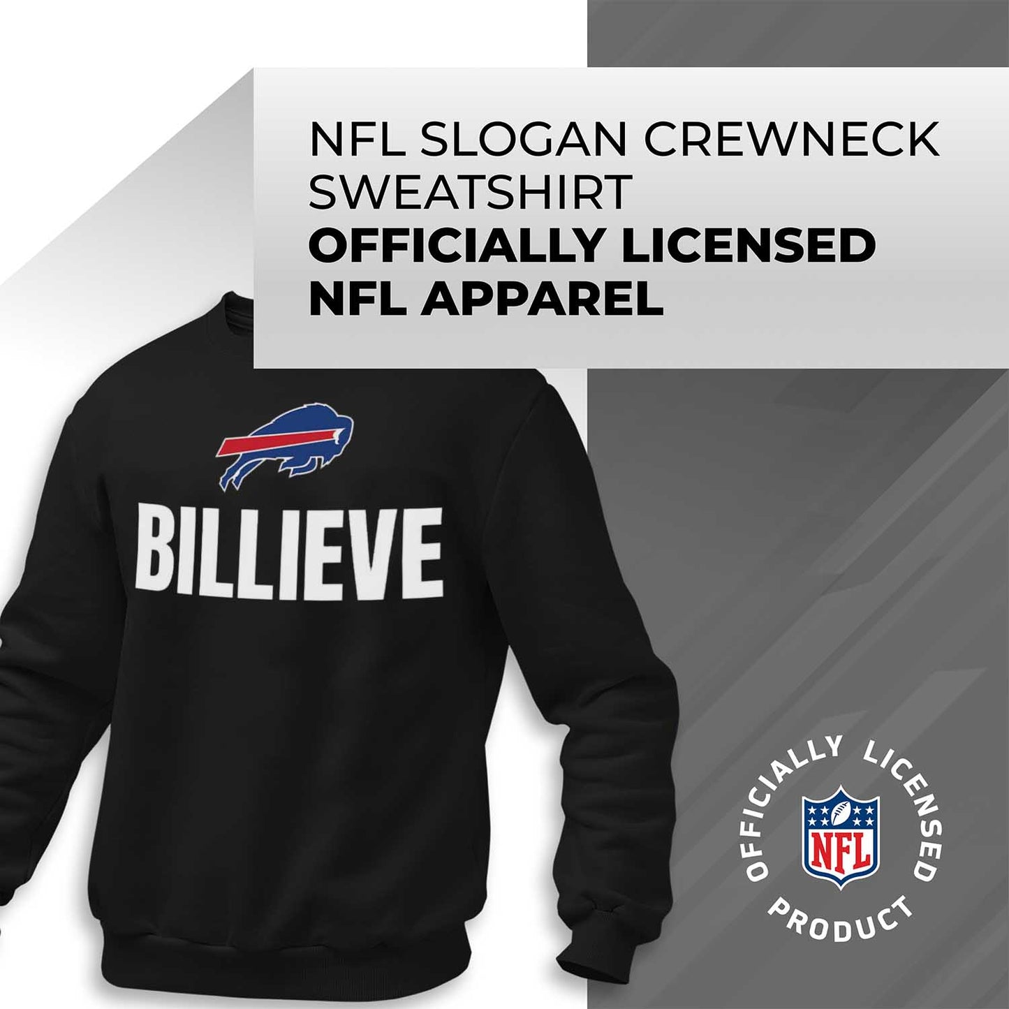 Buffalo Bills NFL Adult Slogan Crewneck Sweatshirt - Black