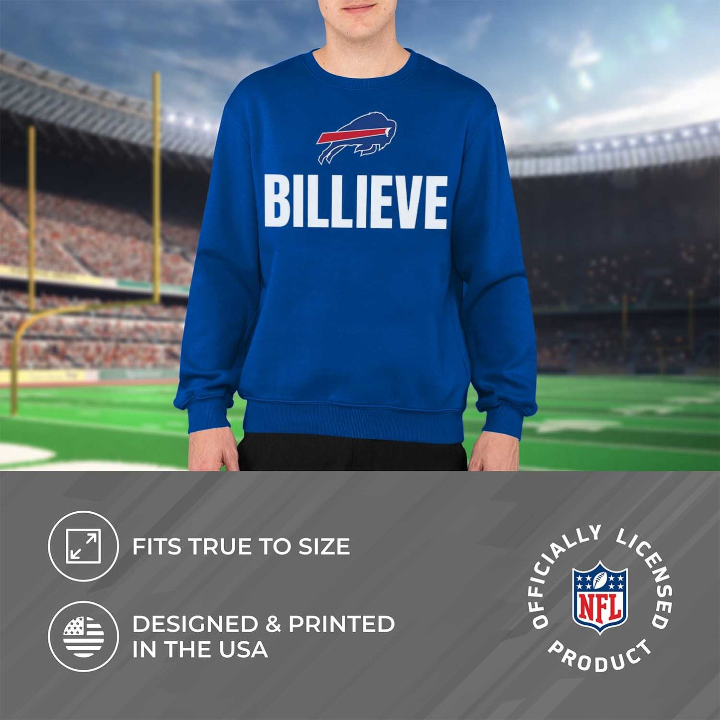 Buffalo Bills NFL Adult Slogan Crewneck Sweatshirt - Royal