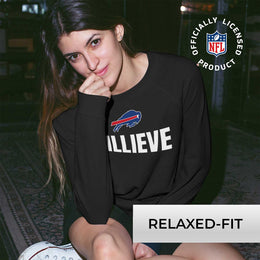 Buffalo Bills NFL Womens Team Slogan Crew Neck - Black