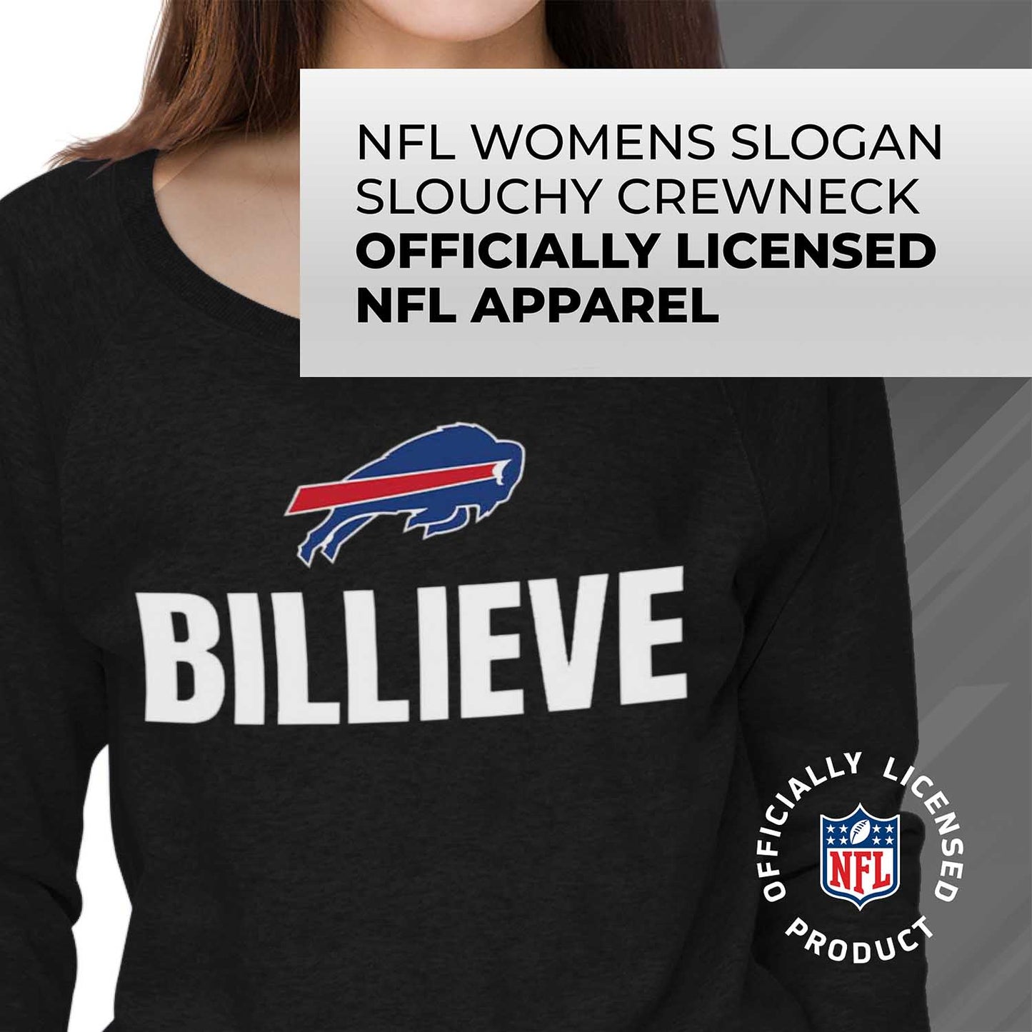 Buffalo Bills NFL Womens Team Slogan Crew Neck - Black