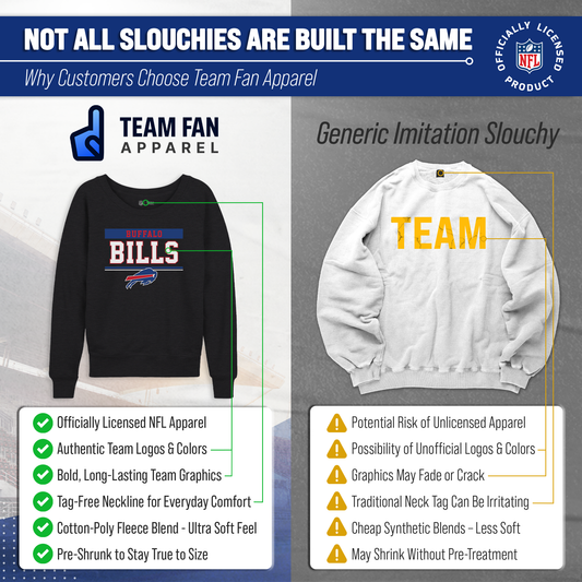 Buffalo Bills NFL Womens Team Block French Terry Slouchy Top - Charcoal