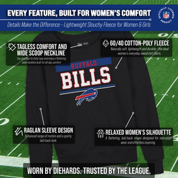 Buffalo Bills NFL Womens Team Block French Terry Slouchy Top - Charcoal
