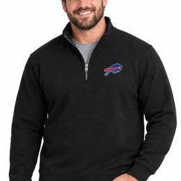 Buffalo Bills  NFL Men's Quarter Zip Fleece Pullover Unisex Sweatshirt - Black