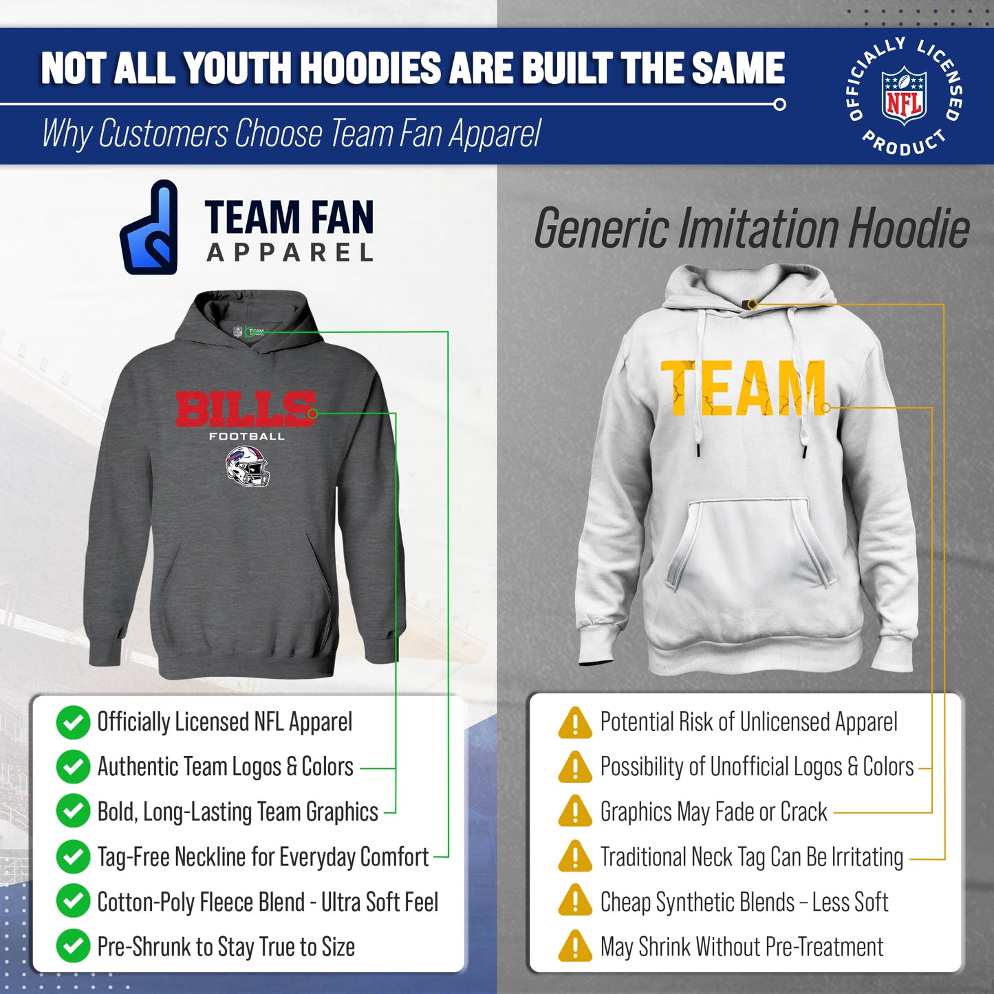 Buffalo Bills NFL Youth Football Helmet Hood - Charcoal
