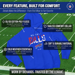 Buffalo Bills Adult NFL Diagonal Fade Fleece Hooded Sweatshirt - Royal
