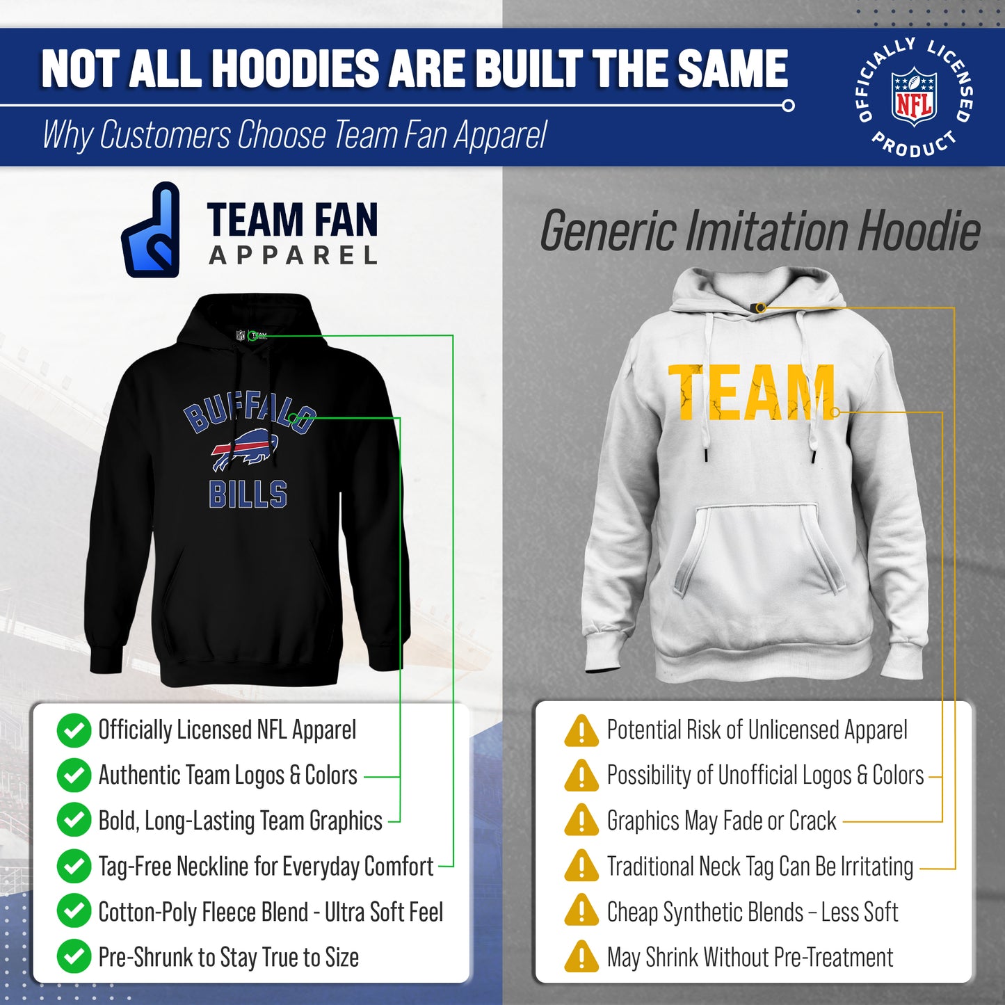 Buffalo Bills Team Fan Apparel NFL  Gameday Hoodie - Black