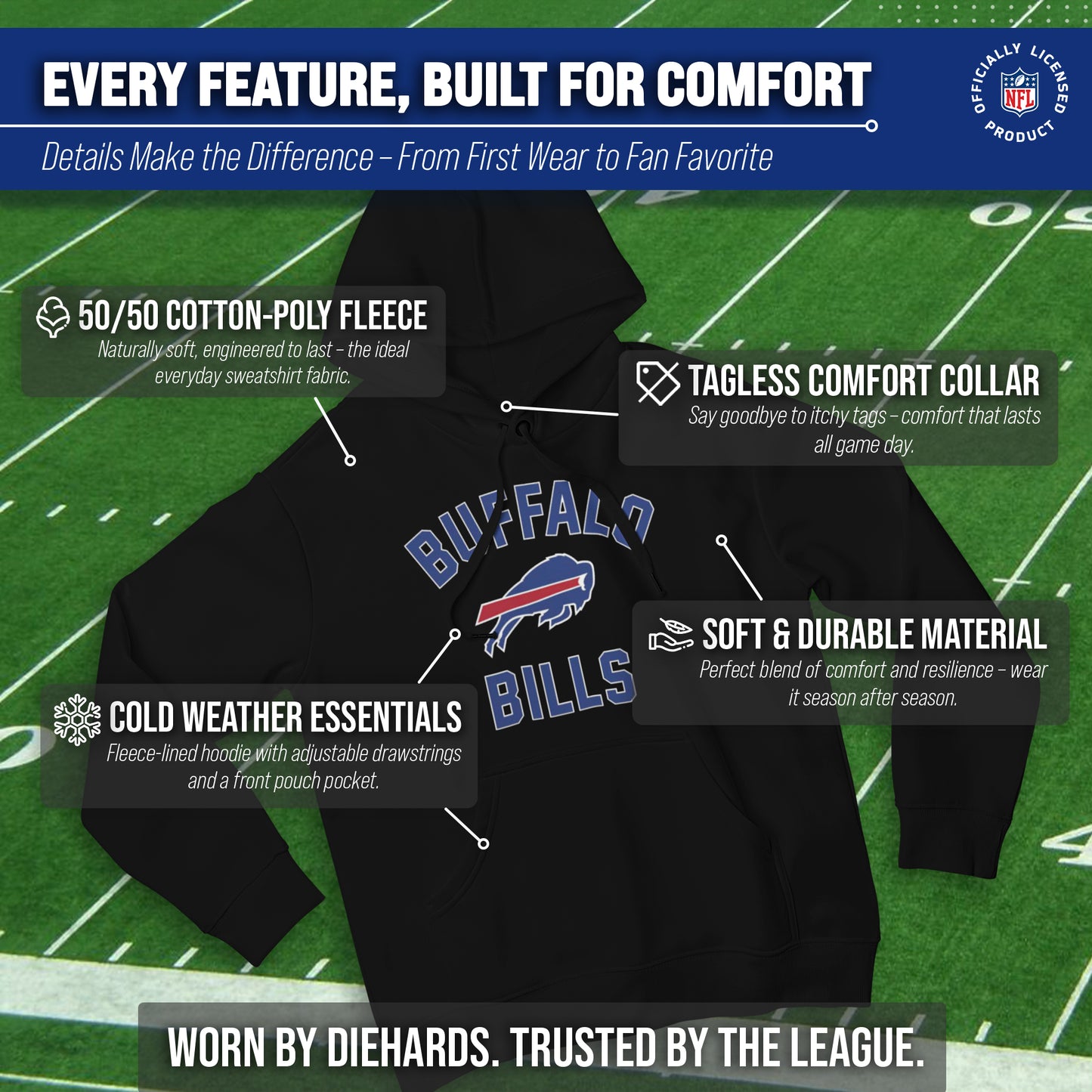 Buffalo Bills Team Fan Apparel NFL  Gameday Hoodie - Black