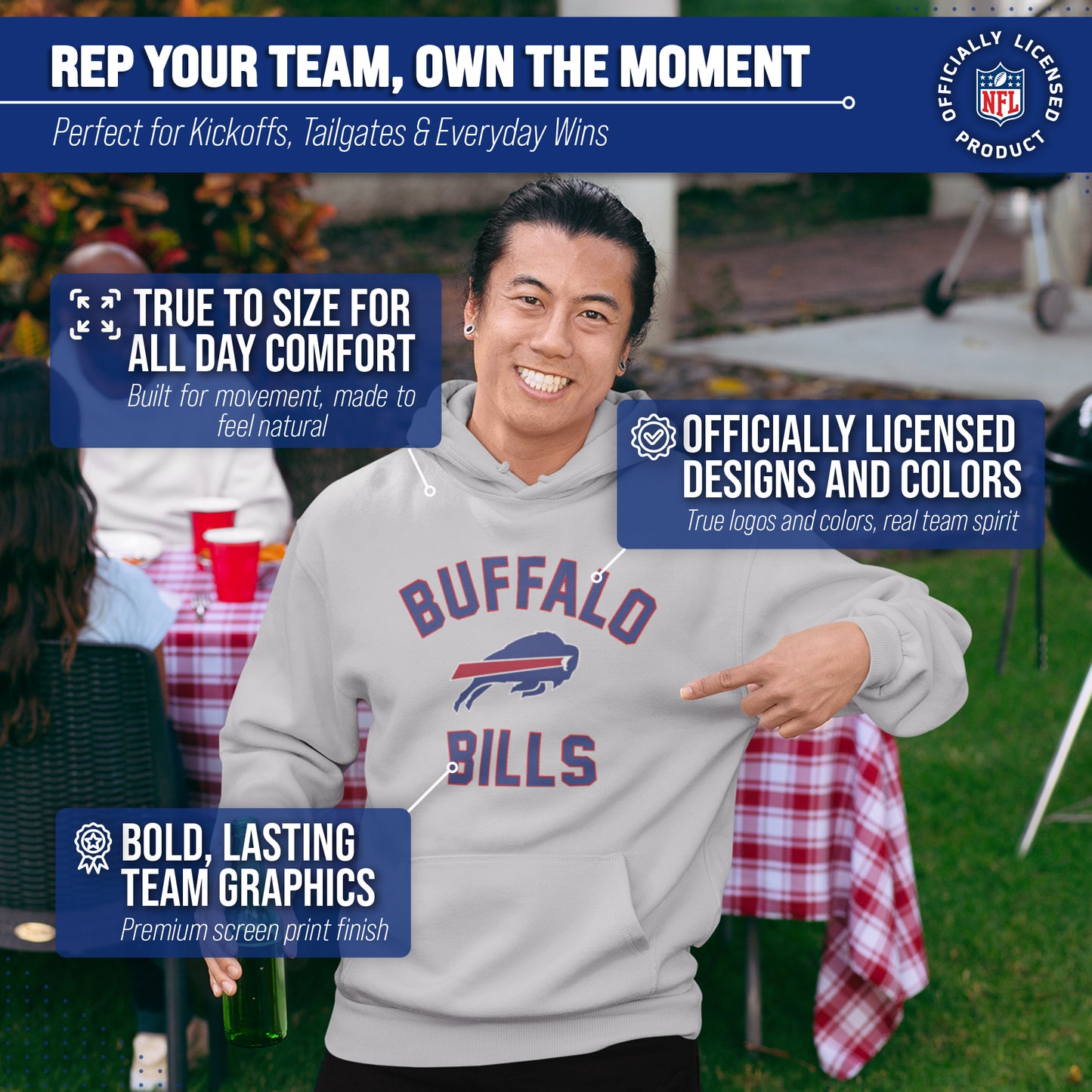 Buffalo Bills Team Fan Apparel NFL  Gameday Hoodie - Sport Gray