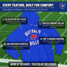 Buffalo Bills NFL Adult Unisex Retro Gameday Ultra Soft Fleece Hooded Sweatshirt - Royal