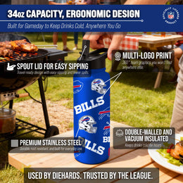 Buffalo Bills NFL 34oz Quencher Stainless Steel Insulated Water Bottle - Royal