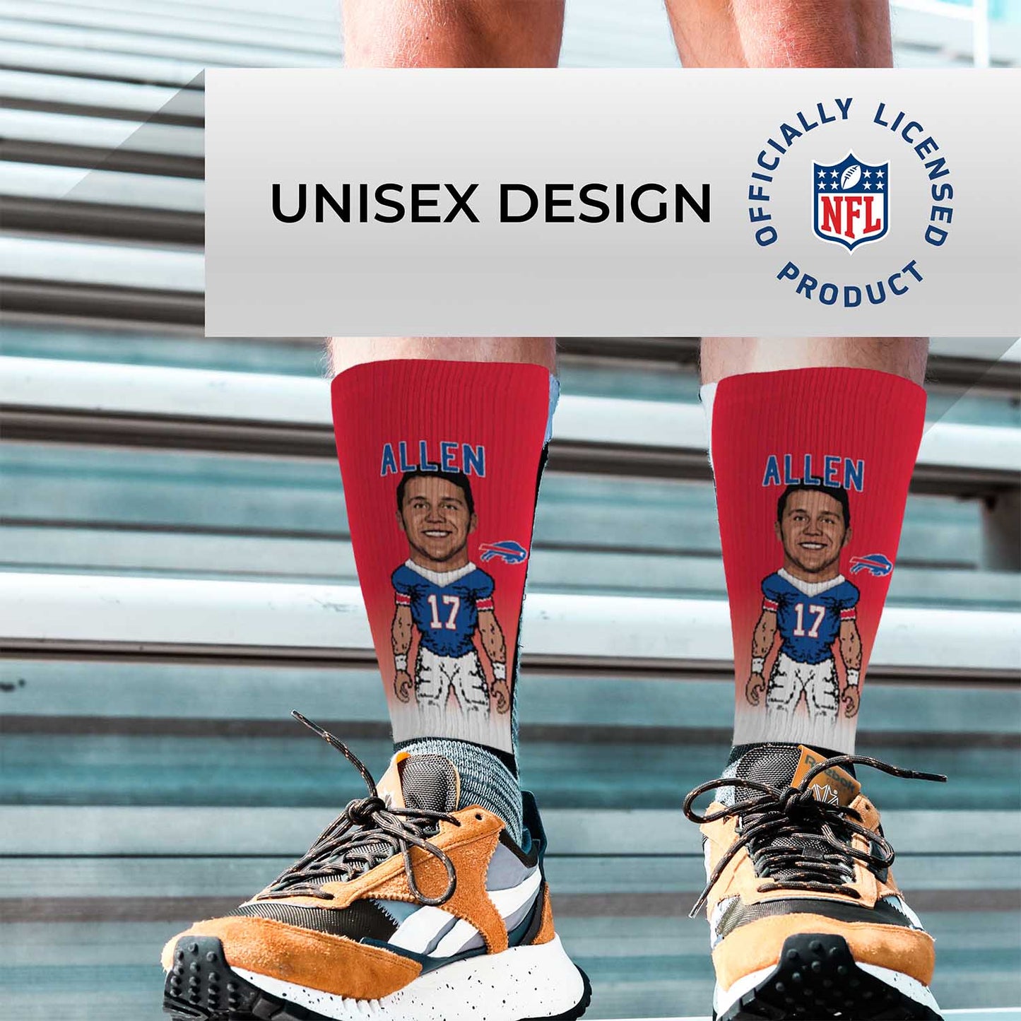 Buffalo Bills NFL Adult V Curve MVP Player Crew Socks - Red