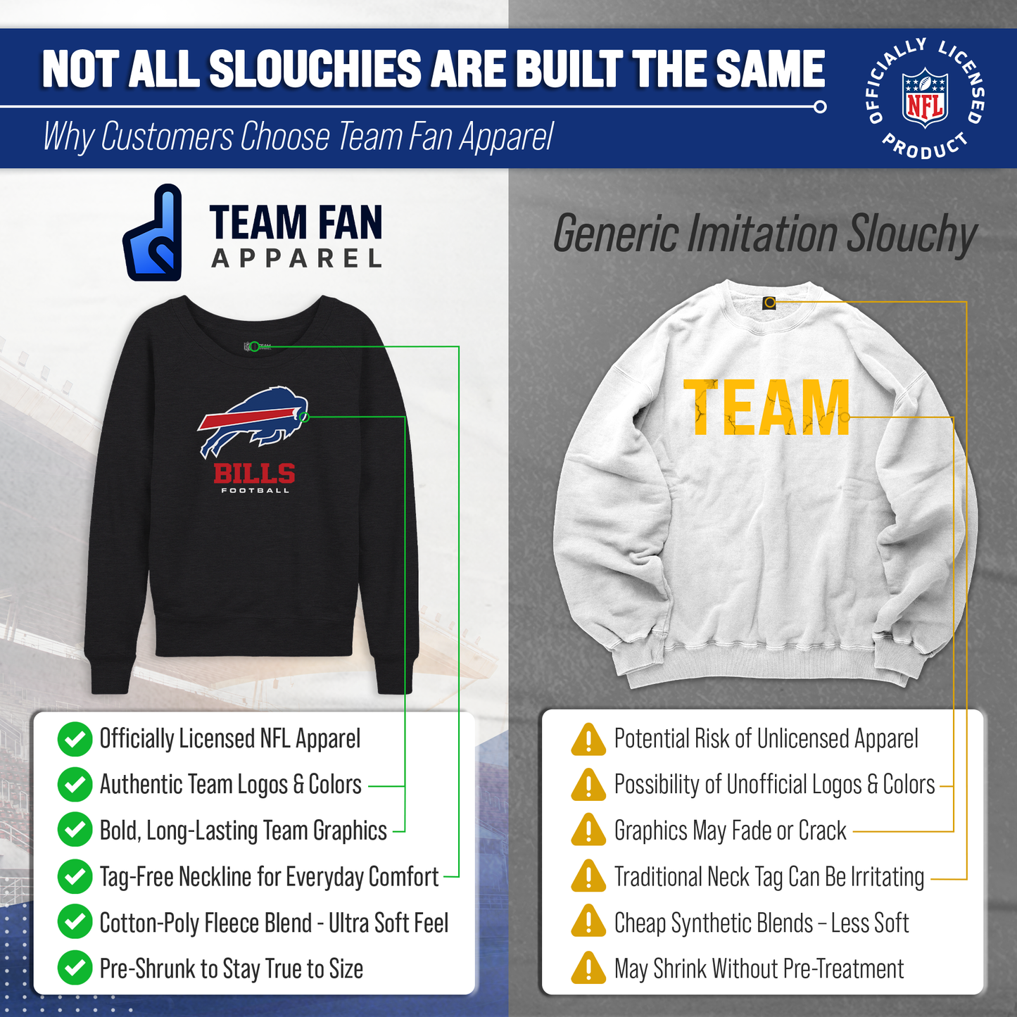 Buffalo Bills NFL Womens Ultimate Fan French Terry Slouchy Top- Raglan Sleeves - Charcoal
