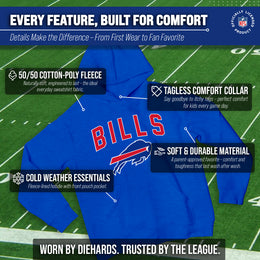 Buffalo Bills NFL Youth Home Team Hoodie- Kids Hooded Sweatshirt - Royal
