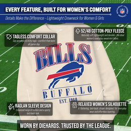 Buffalo Bills Womens NFL Starstruck Crewneck Pullover - Cream