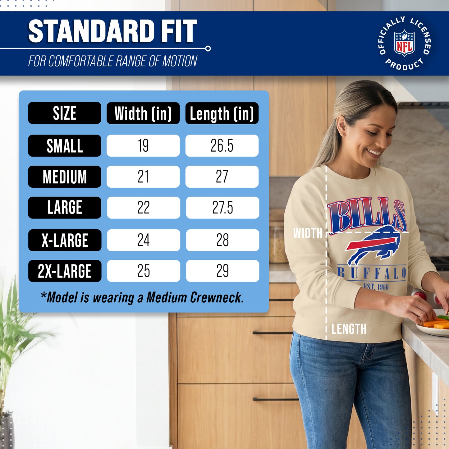 Buffalo Bills Womens NFL Starstruck Crewneck Pullover - Cream