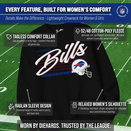 Buffalo Bills Womens NFL Scrimmage Line Crewneck Pullover - Black