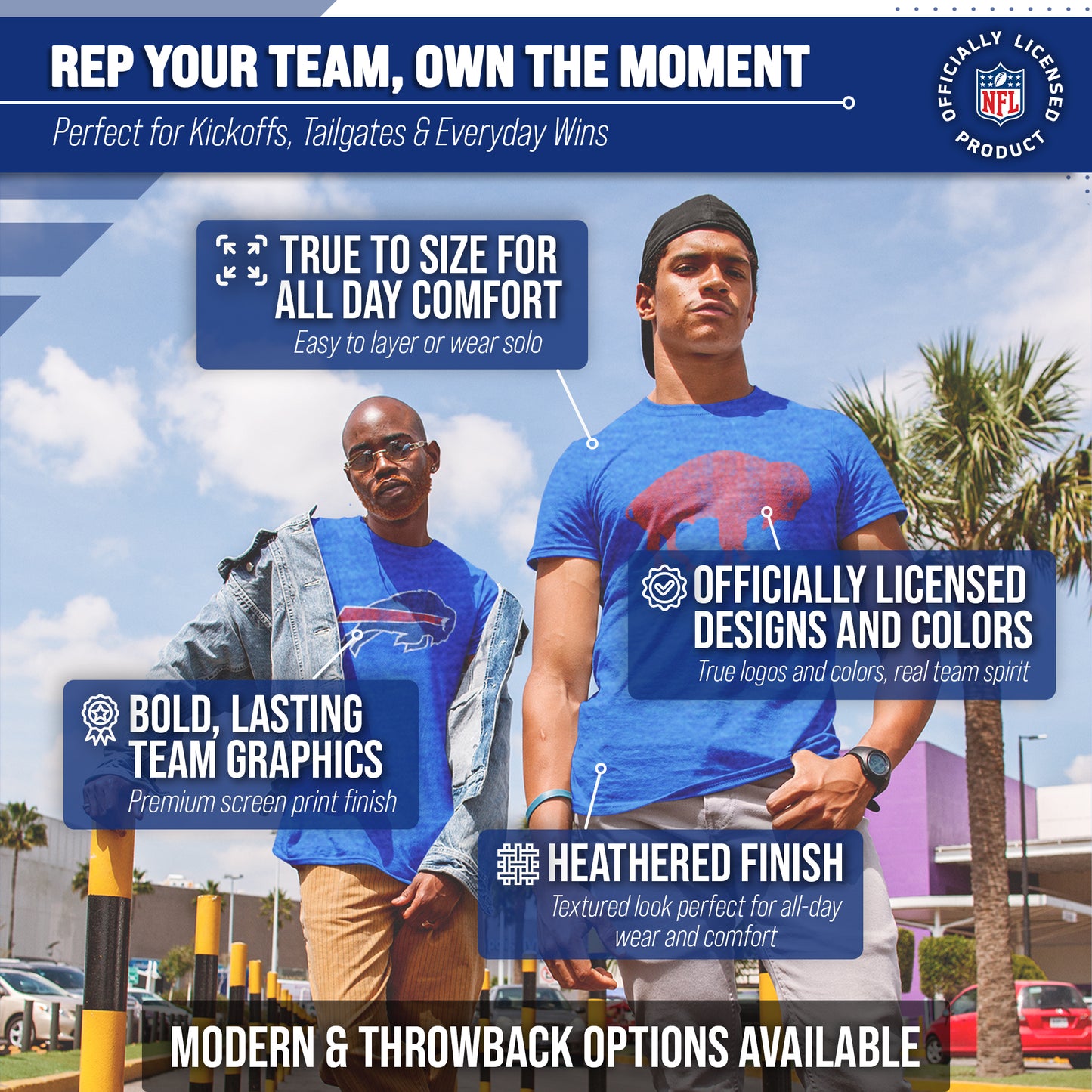 Buffalo Bills NFL Modern Throwback T-shirt - Royal