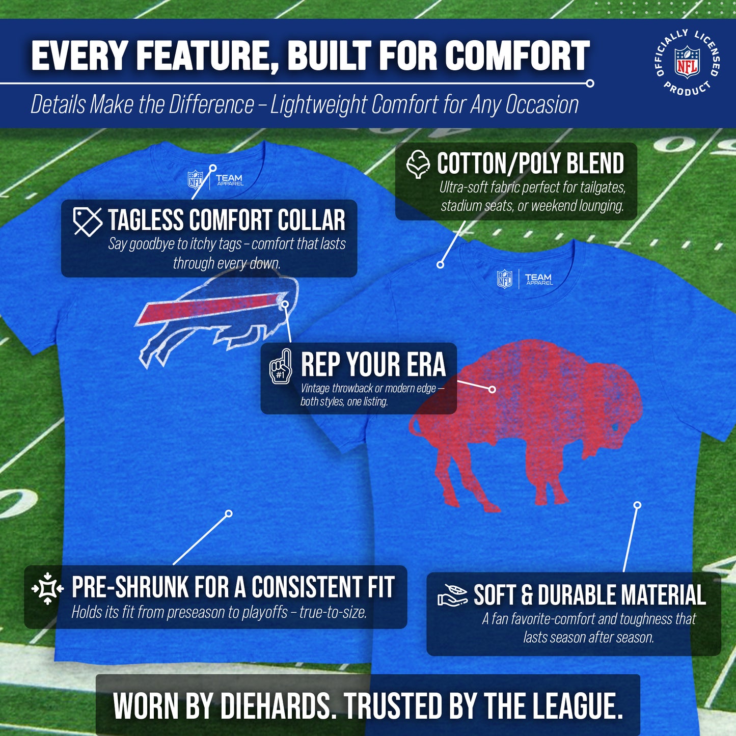Buffalo Bills NFL Modern Throwback T-shirt - Team Color