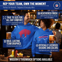 Buffalo Bills NFL Adult Unisex Modern Throwback Ultra Soft Fleece Hooded Sweatshirt - Blue