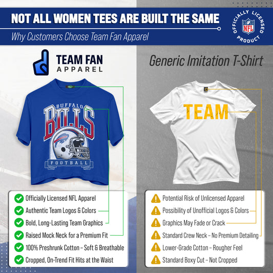 Buffalo Bills  Women's Franchise Helmet Crop T-Shirt Mock Neck - Royal