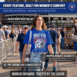 Buffalo Bills  Women's Franchise Helmet Crop T-Shirt Mock Neck - Royal