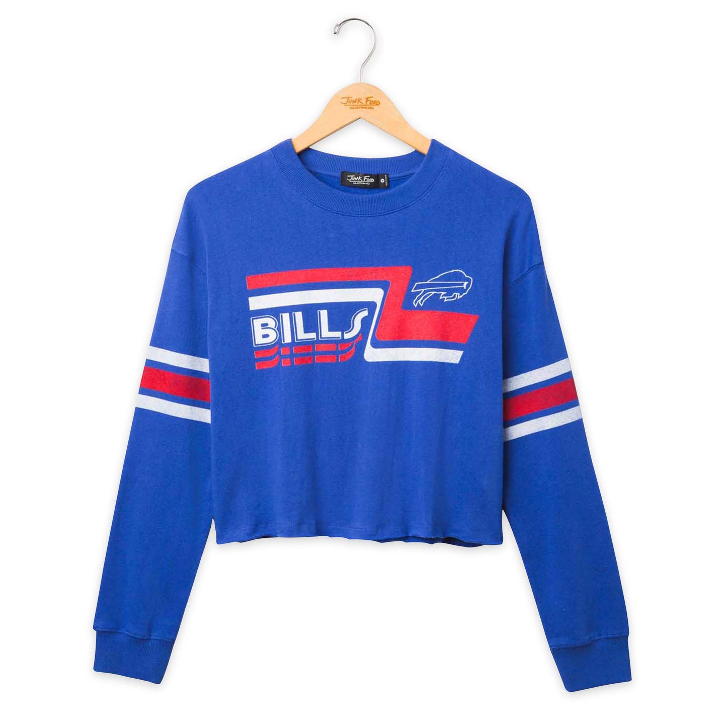 Buffalo Bills Junk Food NFL Women's Franchise Varsity Stripe Crop Crewneck - Royal