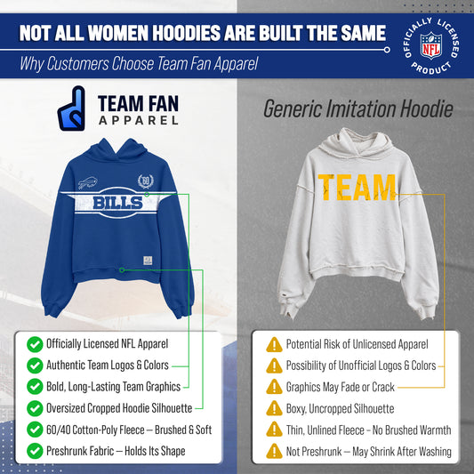 Buffalo Bills  NFL Women's Franchise Oversized Crop Hoodie Cotton Fleece - Royal