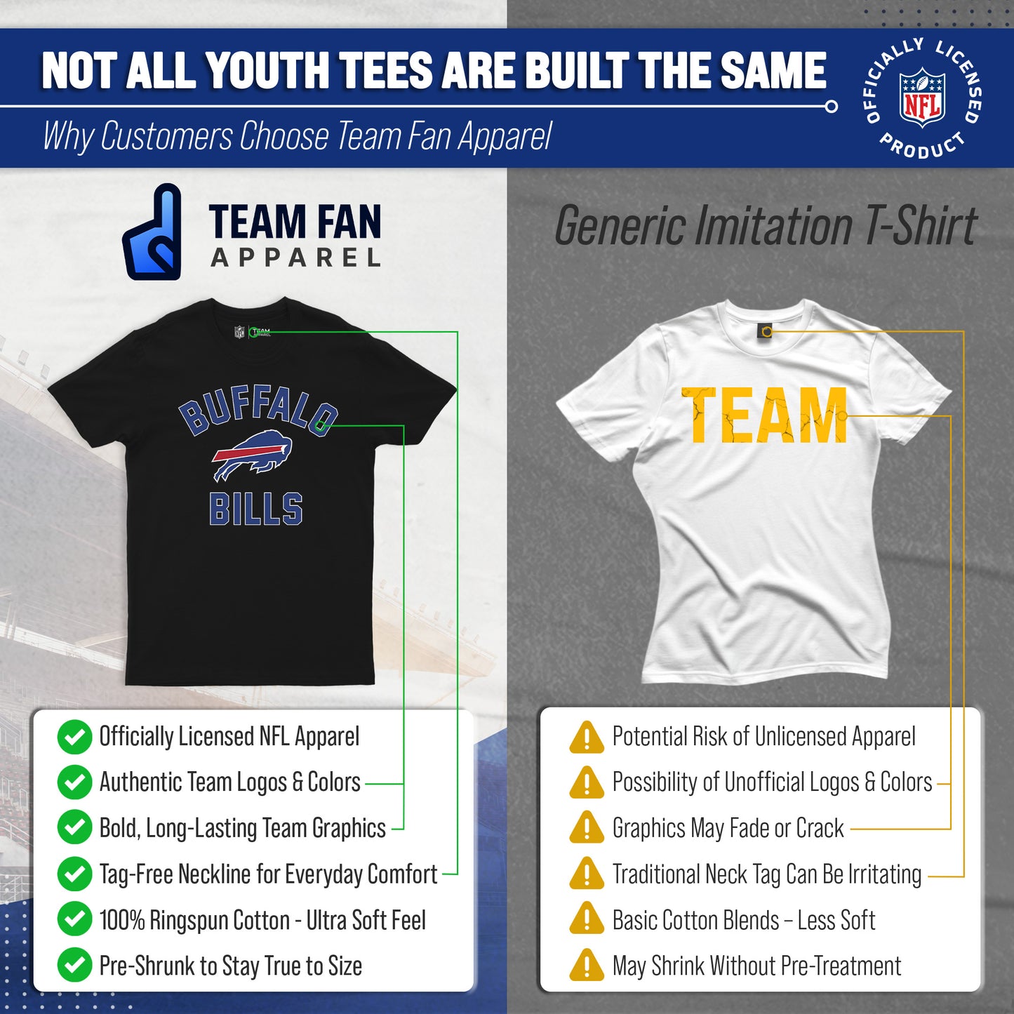 Buffalo Bills NFL Youth Gameday Football T-Shirt - Black