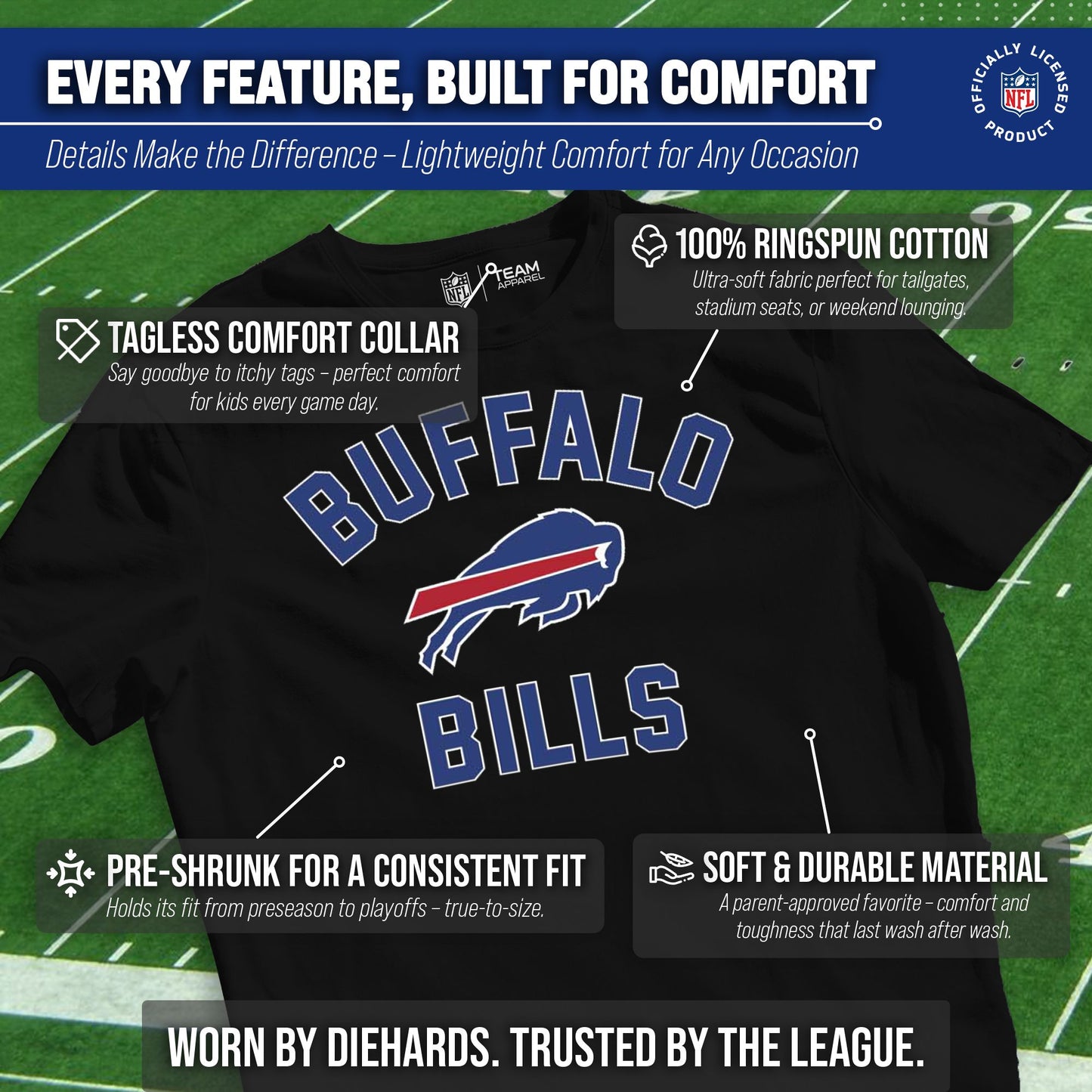 Buffalo Bills NFL Youth Gameday Football T-Shirt - Black