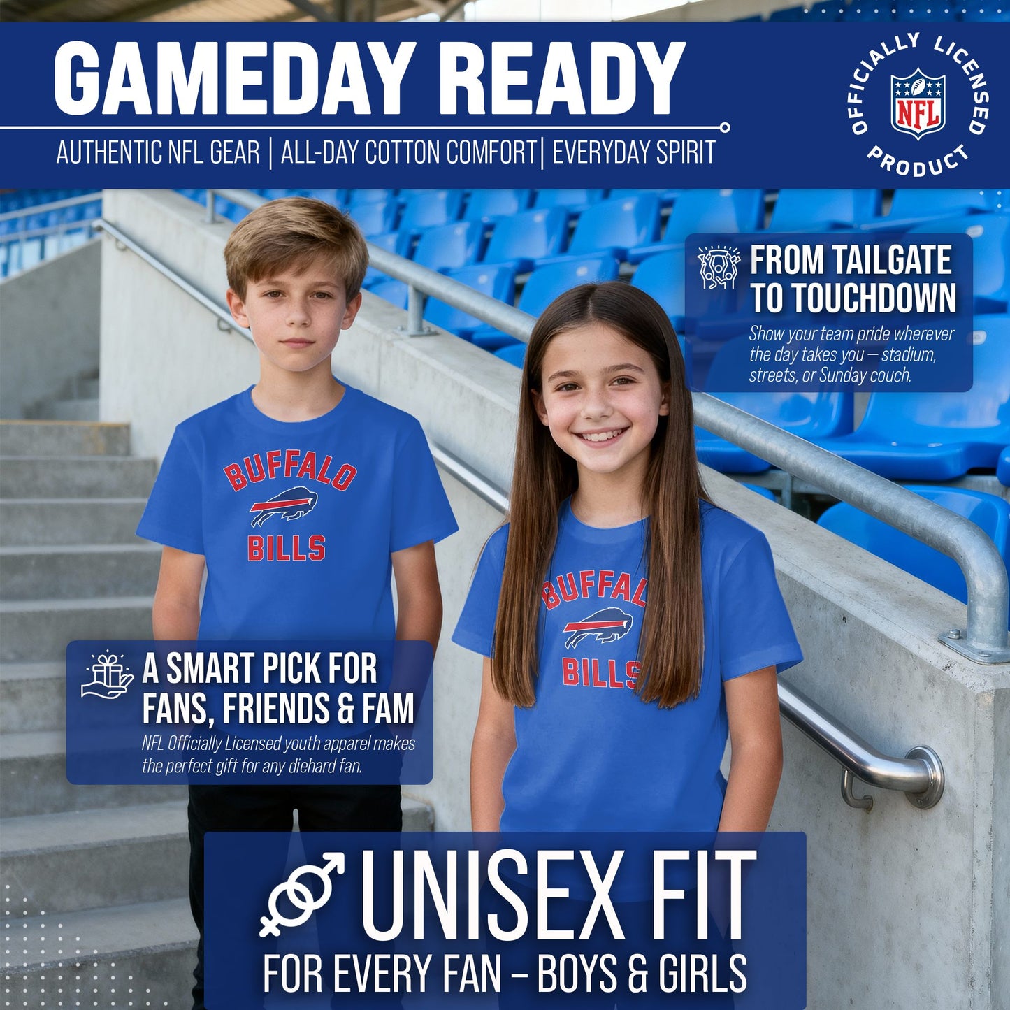 Buffalo Bills NFL Youth Gameday Football T-Shirt - Royal