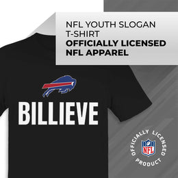 Buffalo Bills NFL Youth Team Slogan Short Sleeve Lightweight T Shirt - Black