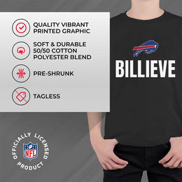 Buffalo Bills NFL Youth Team Slogan Short Sleeve Lightweight T Shirt - Black