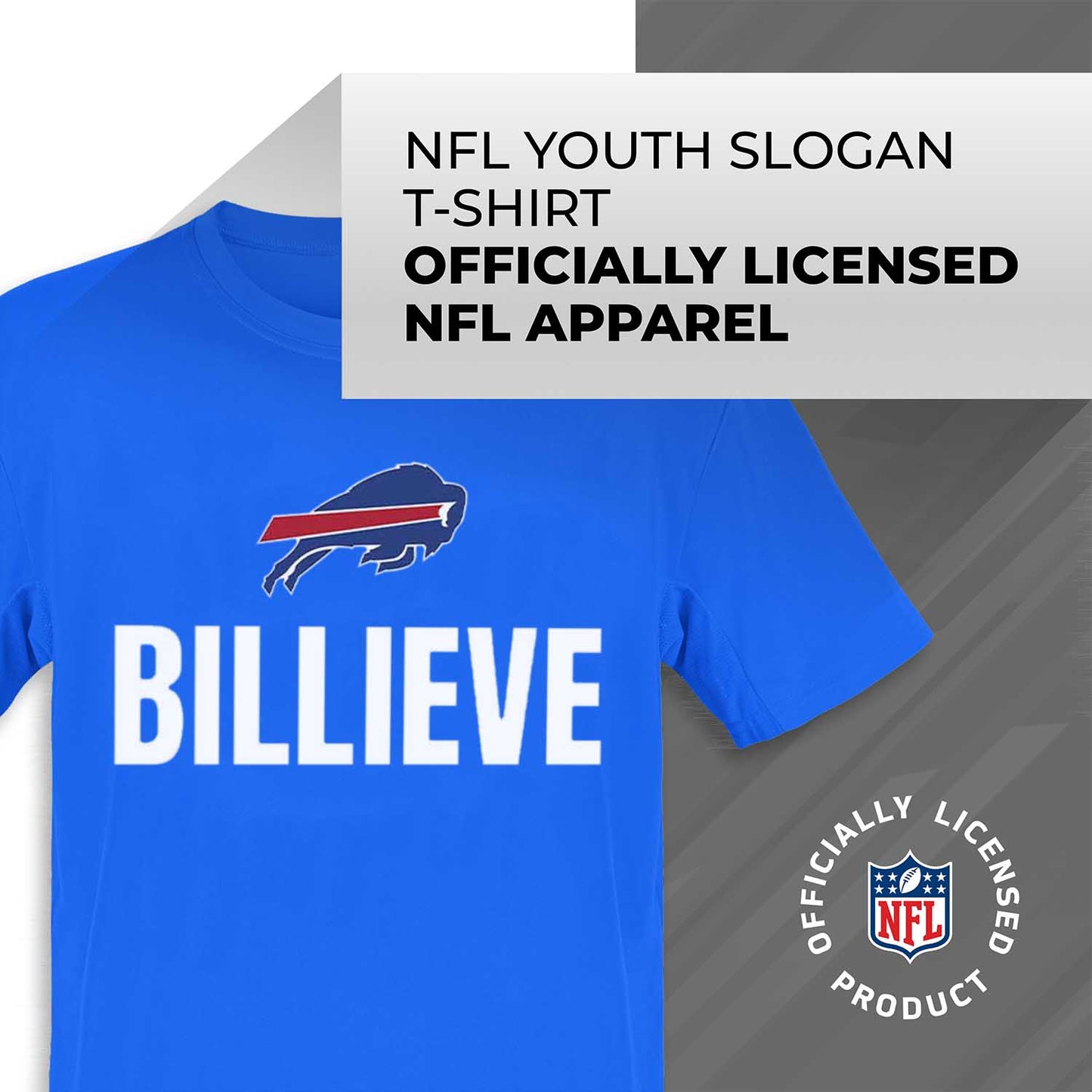 Buffalo Bills NFL Youth Team Slogan Short Sleeve Lightweight T Shirt - Royal