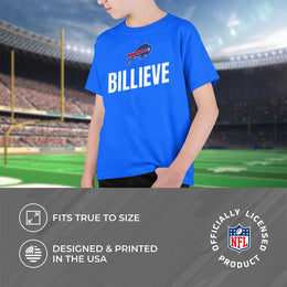 Buffalo Bills NFL Youth Team Slogan Short Sleeve Lightweight T Shirt - Royal