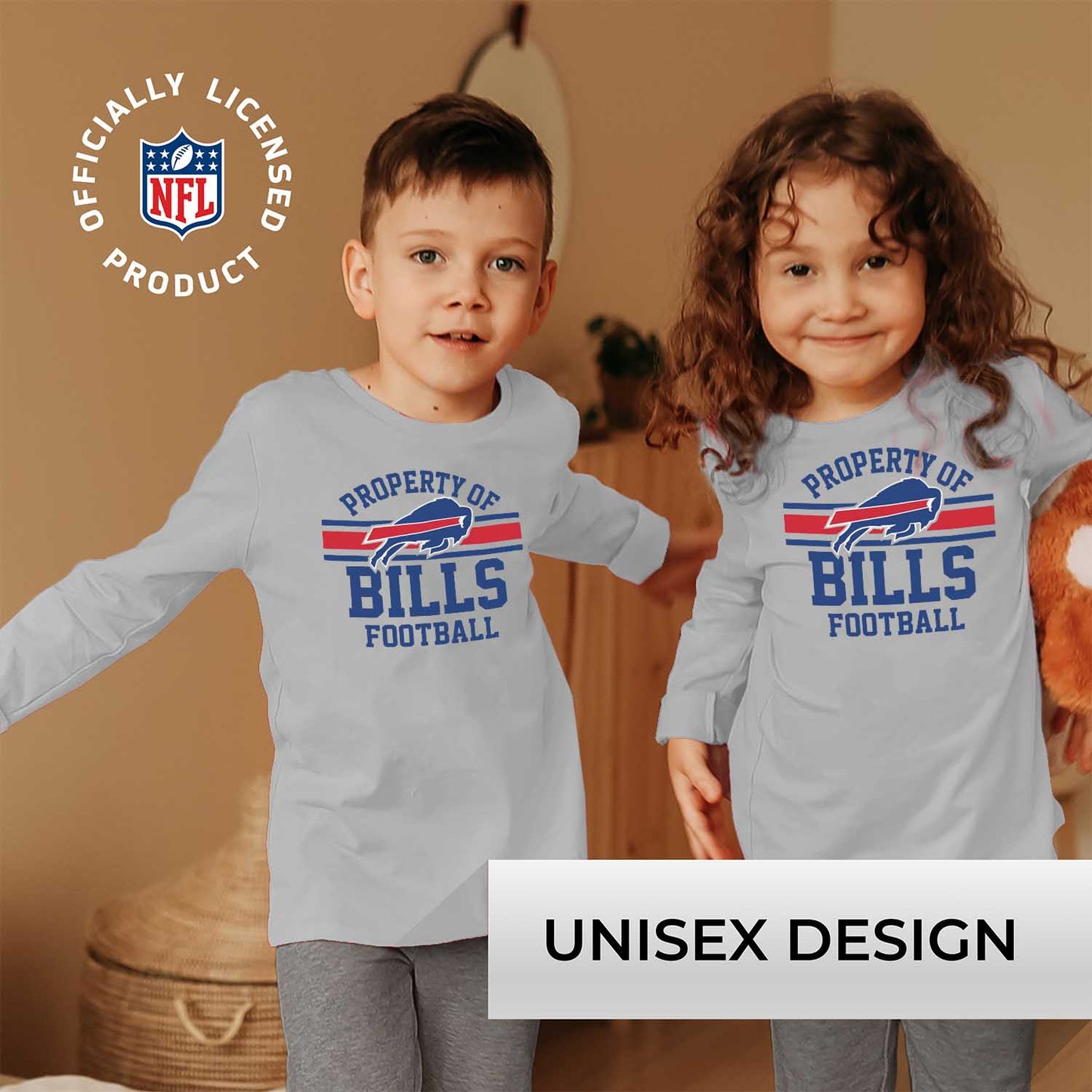 Buffalo Bills NFL Youth Property Of Crew Sweatshirt - Sport Gray