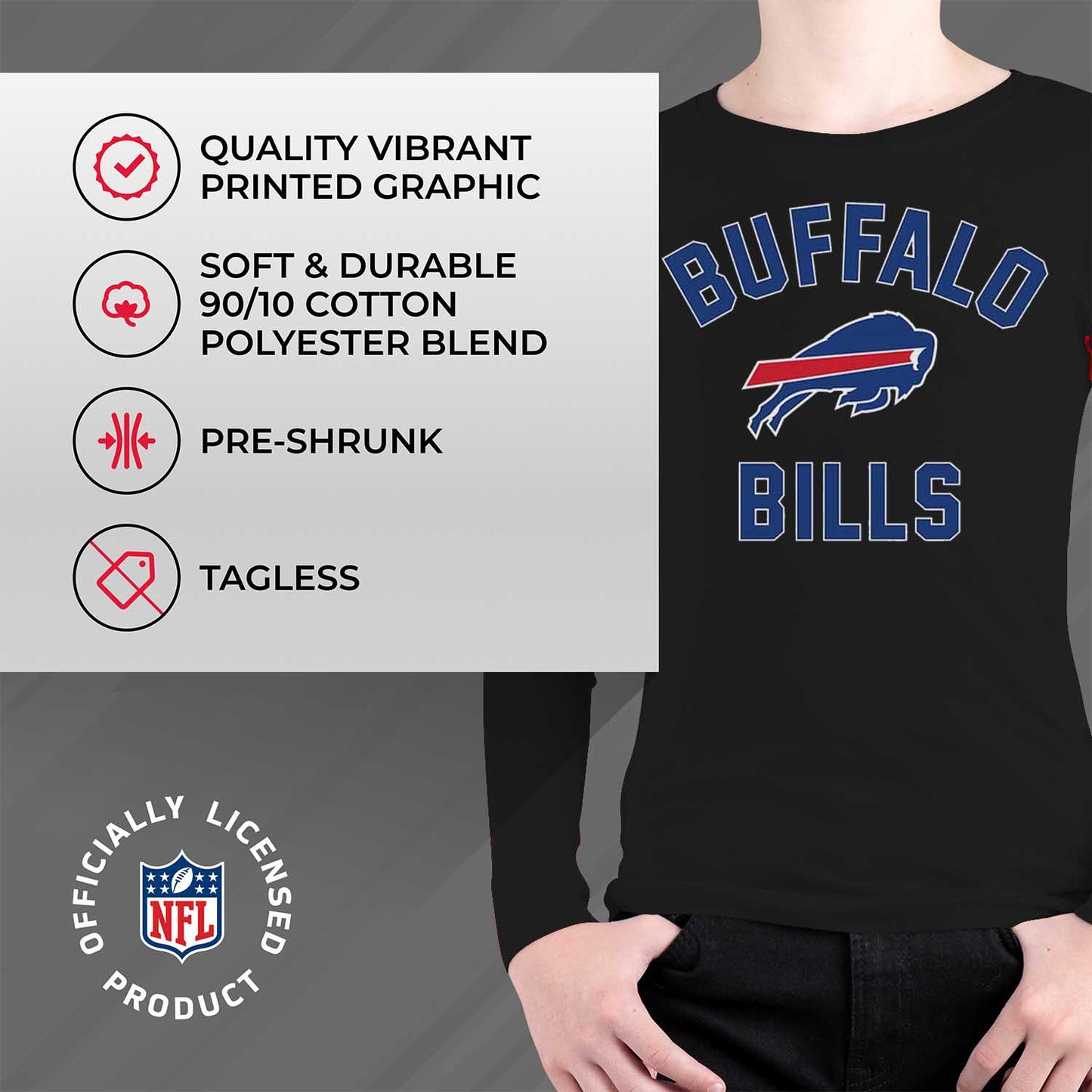 Buffalo Bills NFL Youth Gameday Crewneck Sweatshirt - Black