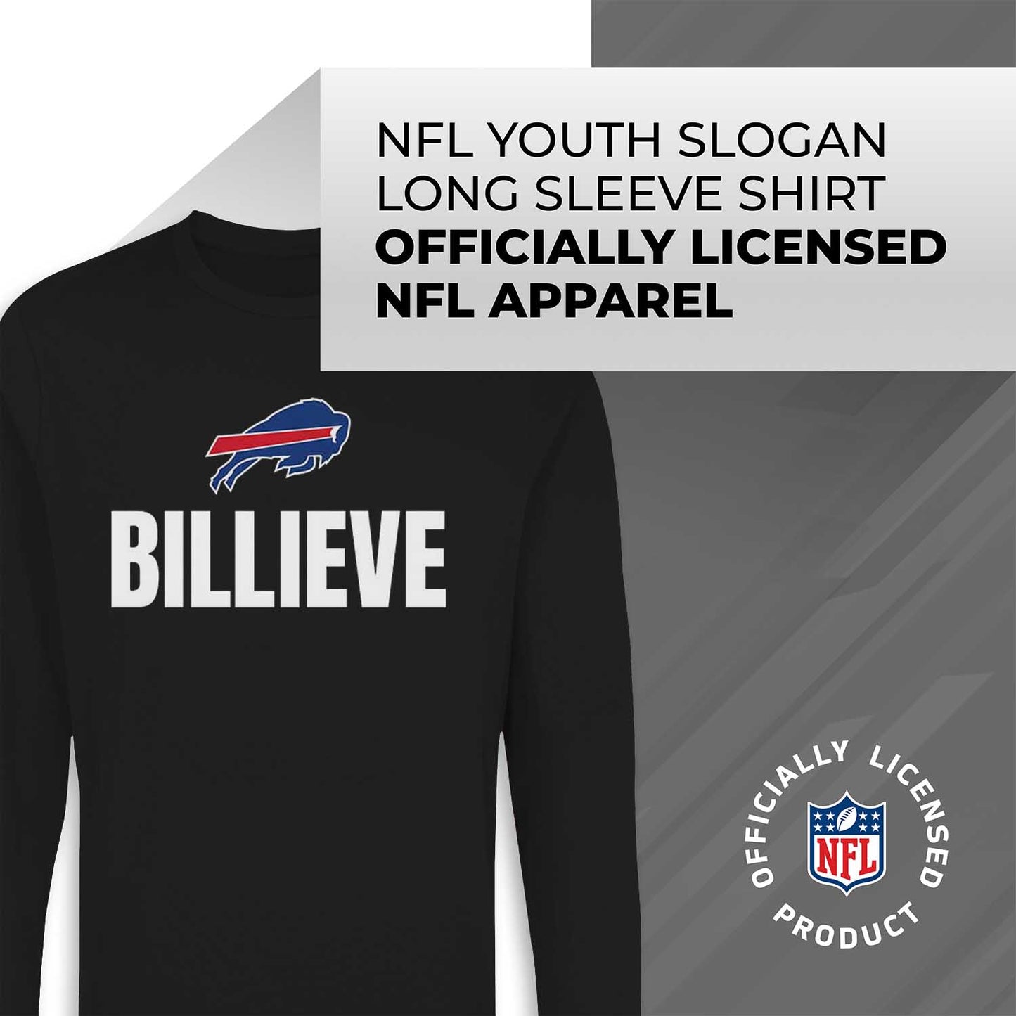 Buffalo Bills NFL Youth Team Slogan Long Sleeve Shirt  - Black
