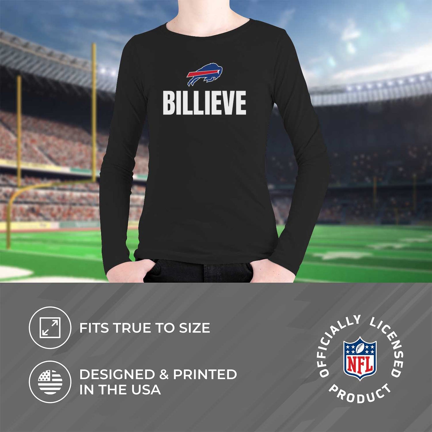 Buffalo Bills NFL Youth Team Slogan Long Sleeve Shirt  - Black